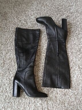 Kenneth Cole Justin Boots Black Pebbled Leather Boots